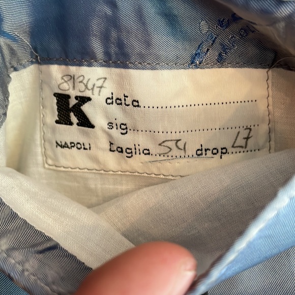 Kiton mens 44L light blue stripe cashmere linen 3-button suit jacket EUC - Picture 5 of 7